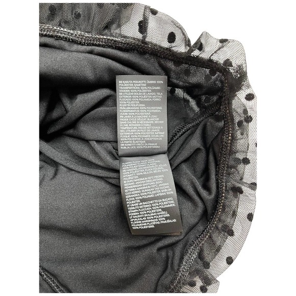 Divided H & M Ruched Gathered Polka Dot Mesh Party Cocktail Dress Black M - Picture 11 of 12